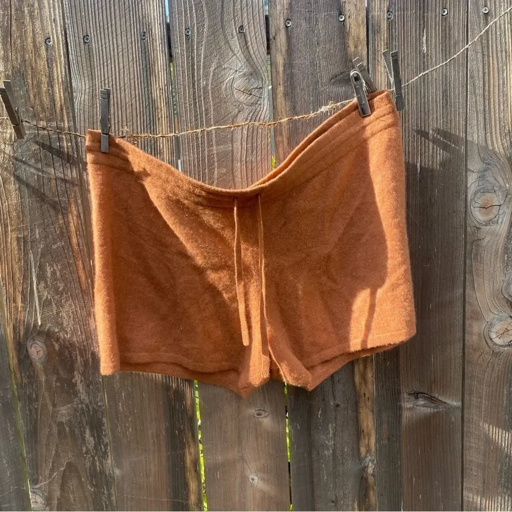 Naadam Cashmere Shorts in Rust Brown Pull-on Knit Short size XL